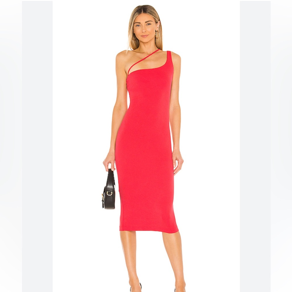 REVOLVE h:ours Niall Midi Dress in Two Tone Red
